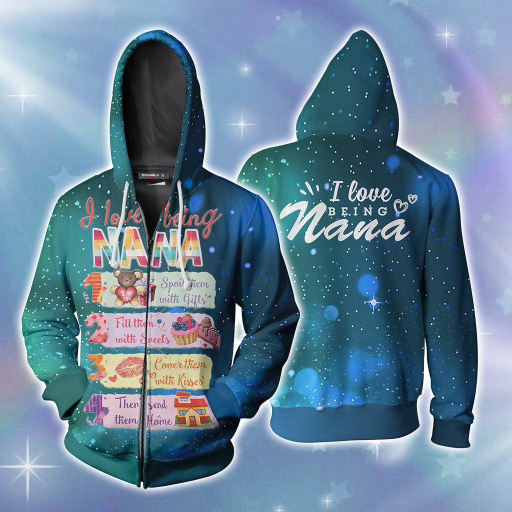 I Love Being Nana Zip Up Hoodie 4XL