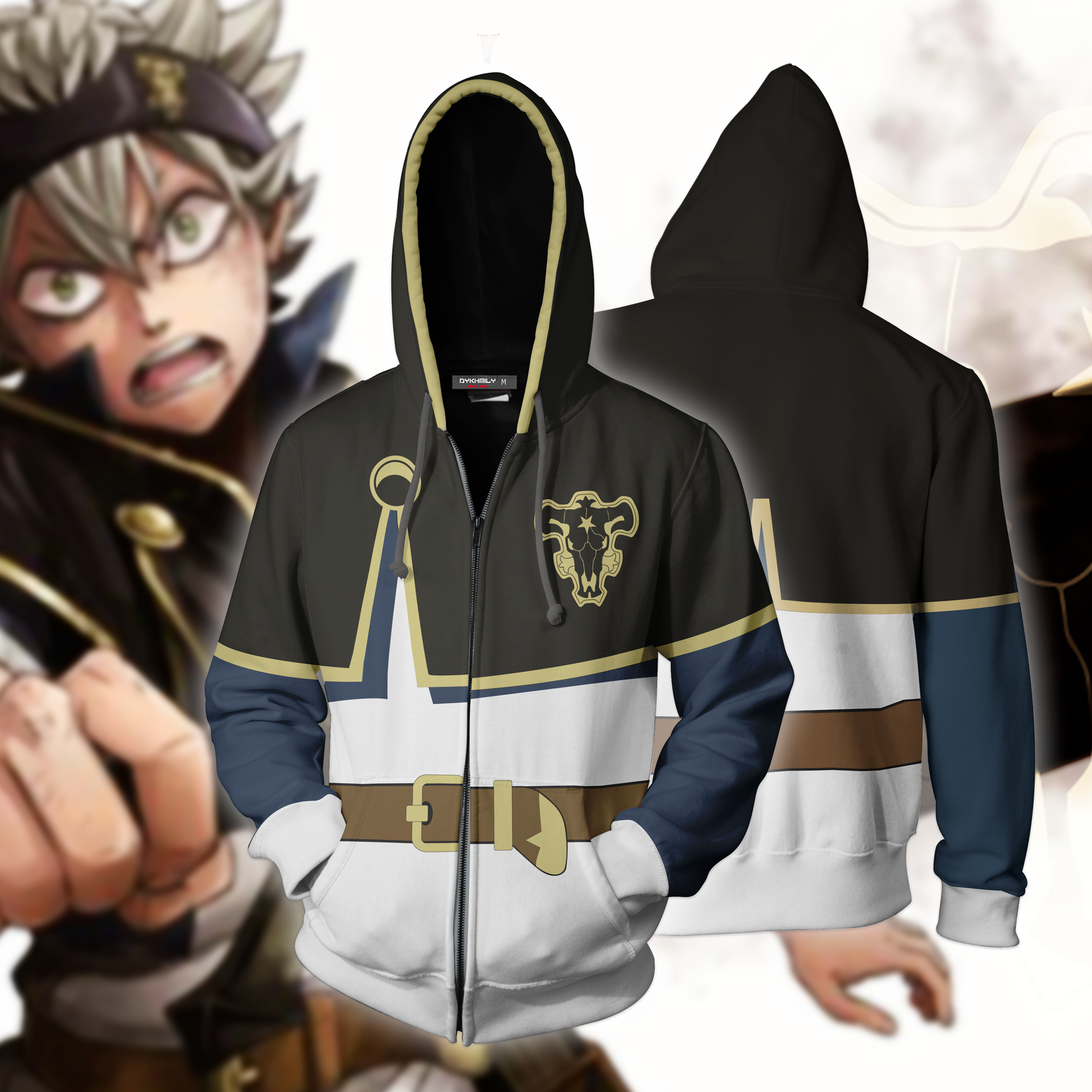 Black Clover Asta Cosplay Zip Up Hoodie Jacket 4XL