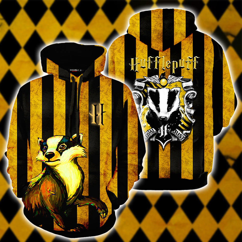 Striped Hufflepuff Harry Potter 3D Hoodie