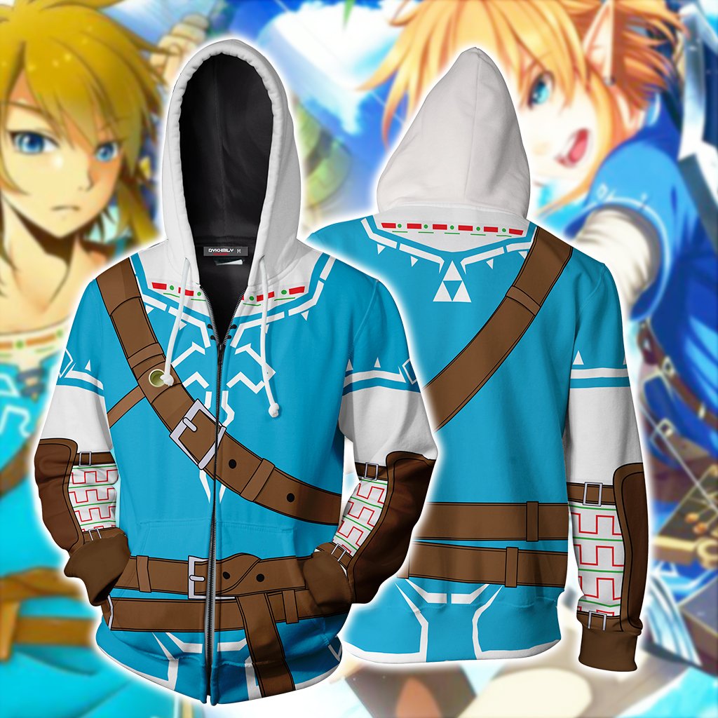 The Legend of Zelda: Breath of the Wild Link Cosplay Zip Up Hoodie 4XL