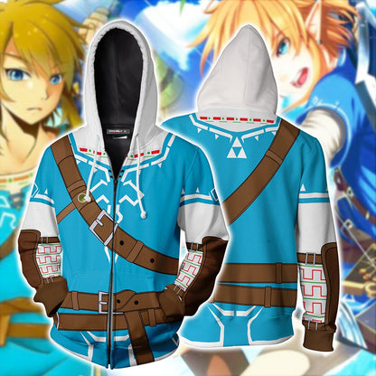 The Legend of Zelda: Breath of the Wild Link Cosplay Zip Up Hoodie 4XL