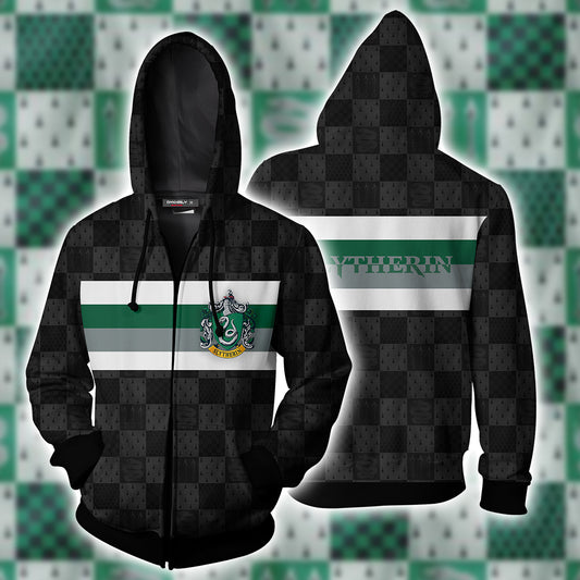 Slytherin House Harry Potter Simple Style Zip Up Hoodie 4XL