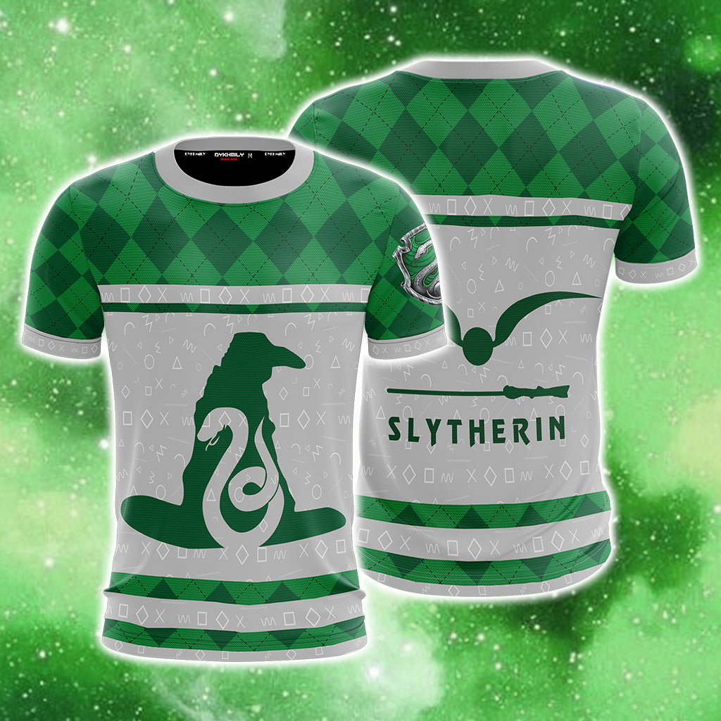 T-shirt Team Unisex Harry WackyTee - Potter New 3D Quidditch Collection Slytherin