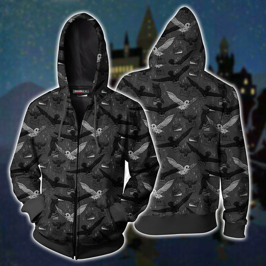 Hedwig Owl Seamless Harry Potter Zip Up Hoodie