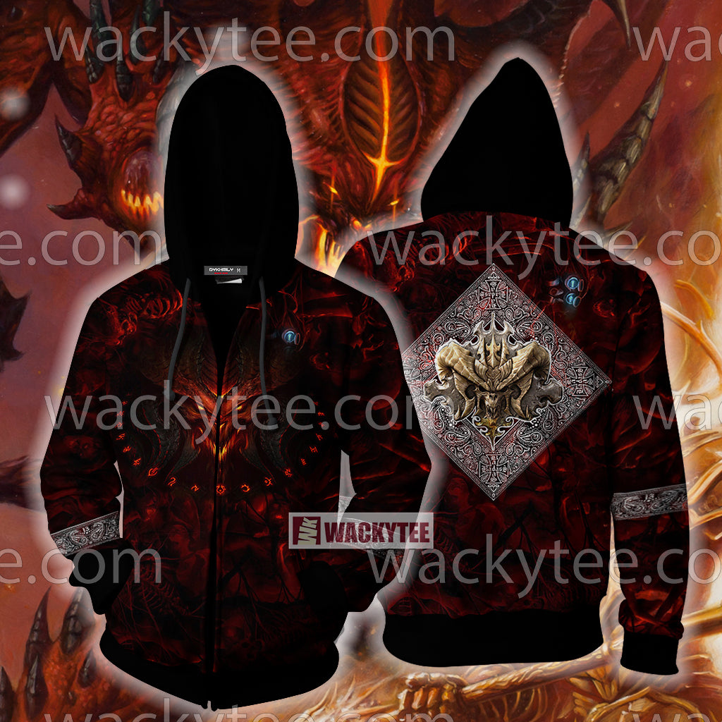 Diablo III Cosplay Zip Up Hoodie Jacket 4XL