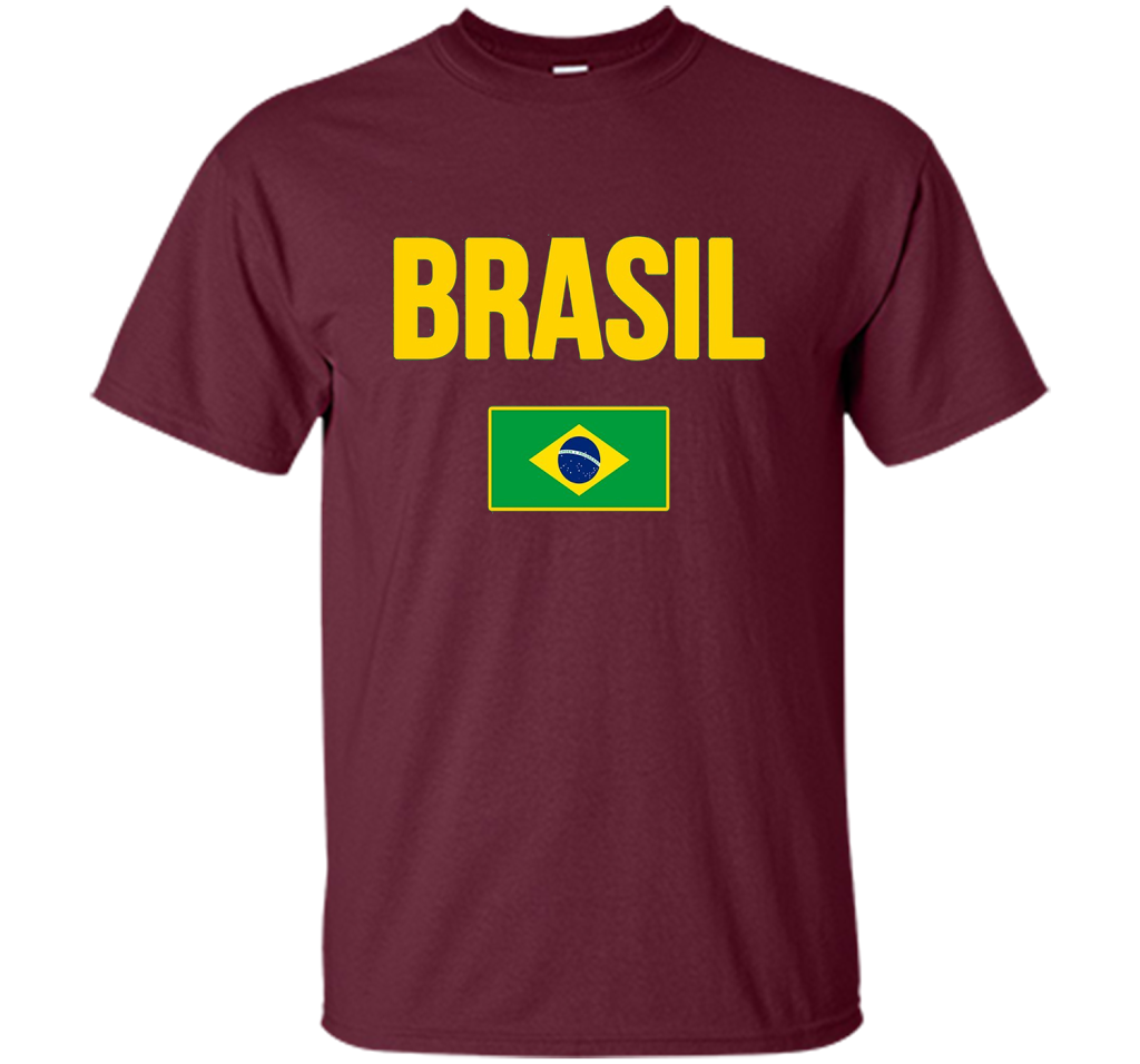 BRASIL T-shirt Brazilian National Country Flag Tee Camiseta cool shirt Maroon