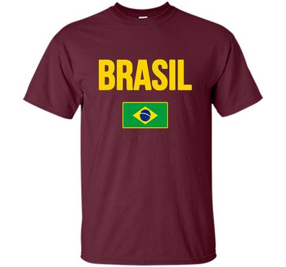 BRASIL T-shirt Brazilian National Country Flag Tee Camiseta cool shirt Maroon