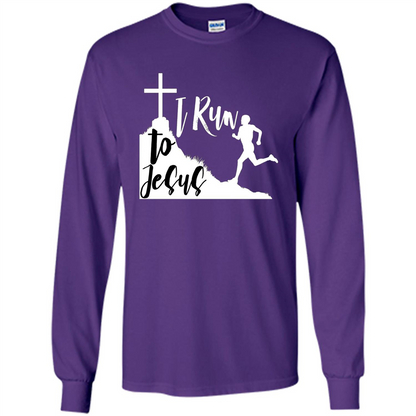Christian T-shirt I Run To Jesus Purple