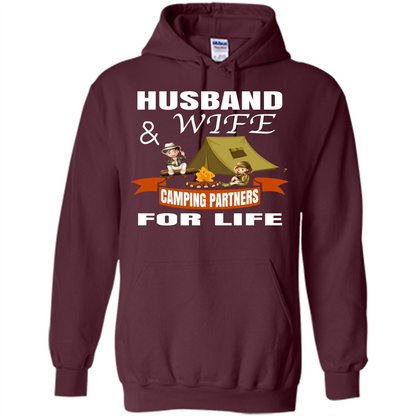 Camping Family T-shirt Husband And Wife Camping Partners For LIfe Maroon
