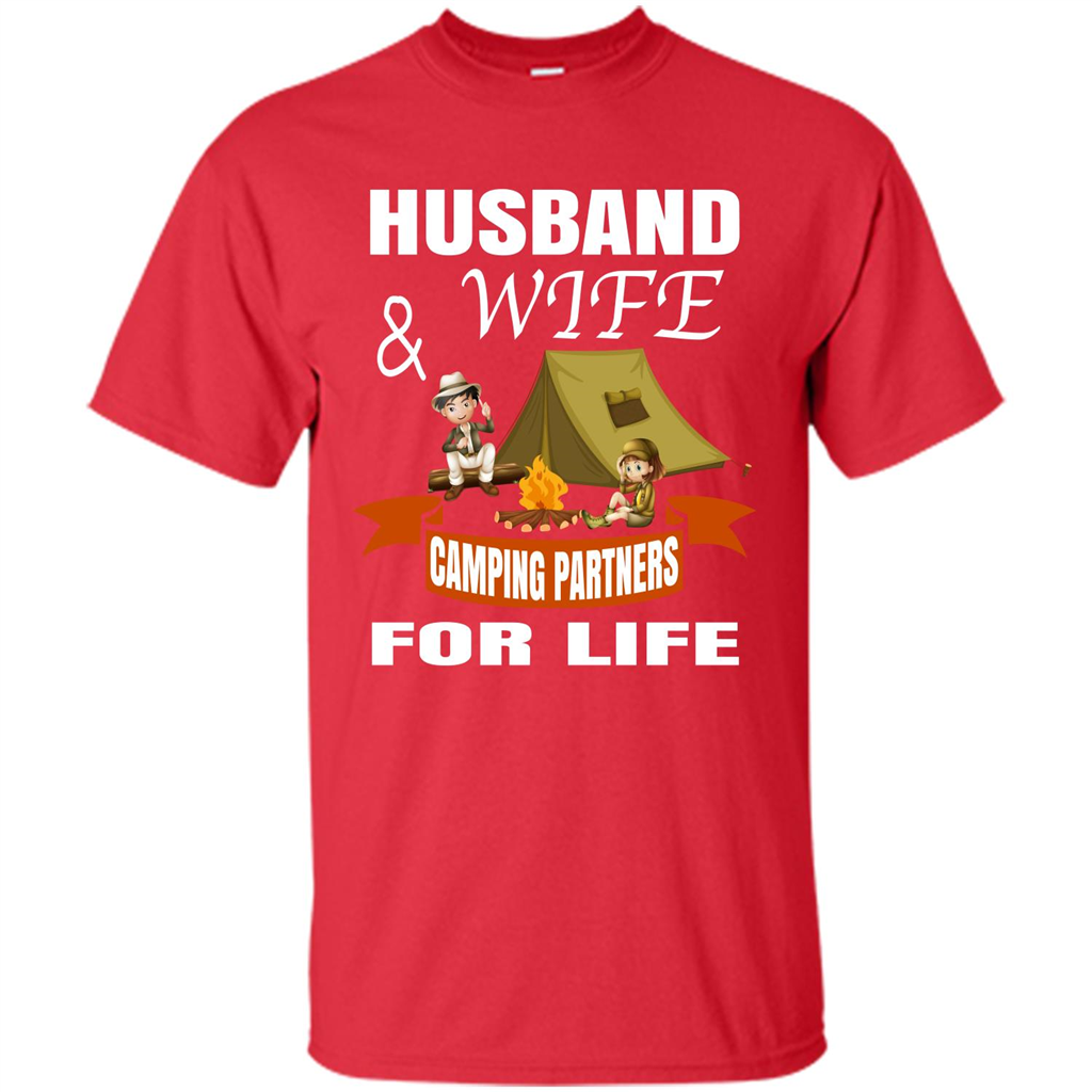 Camping Family T-shirt Husband And Wife Camping Partners For LIfe Red
