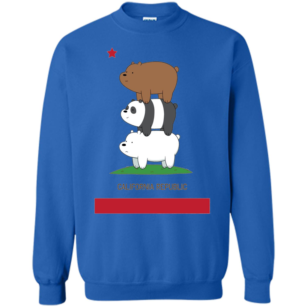 CN We Bare Bears California Flag Stack T-shirt Royal