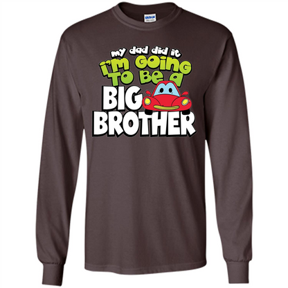 Car Brother T-shirt I'm Going To Be a Big Brother Dark Chocolate