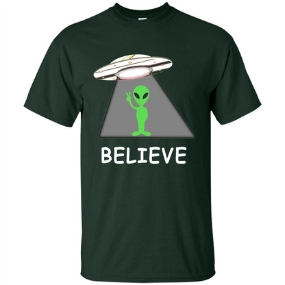 I Believe Alien T-shirt New Cool UFO T-shirt Forest Green