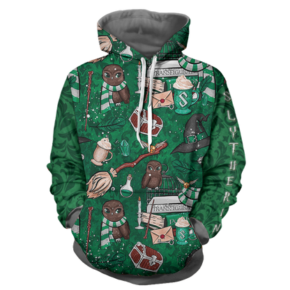 Hogwarts Slytherin House Pattern Harry Potter 3D Hoodie