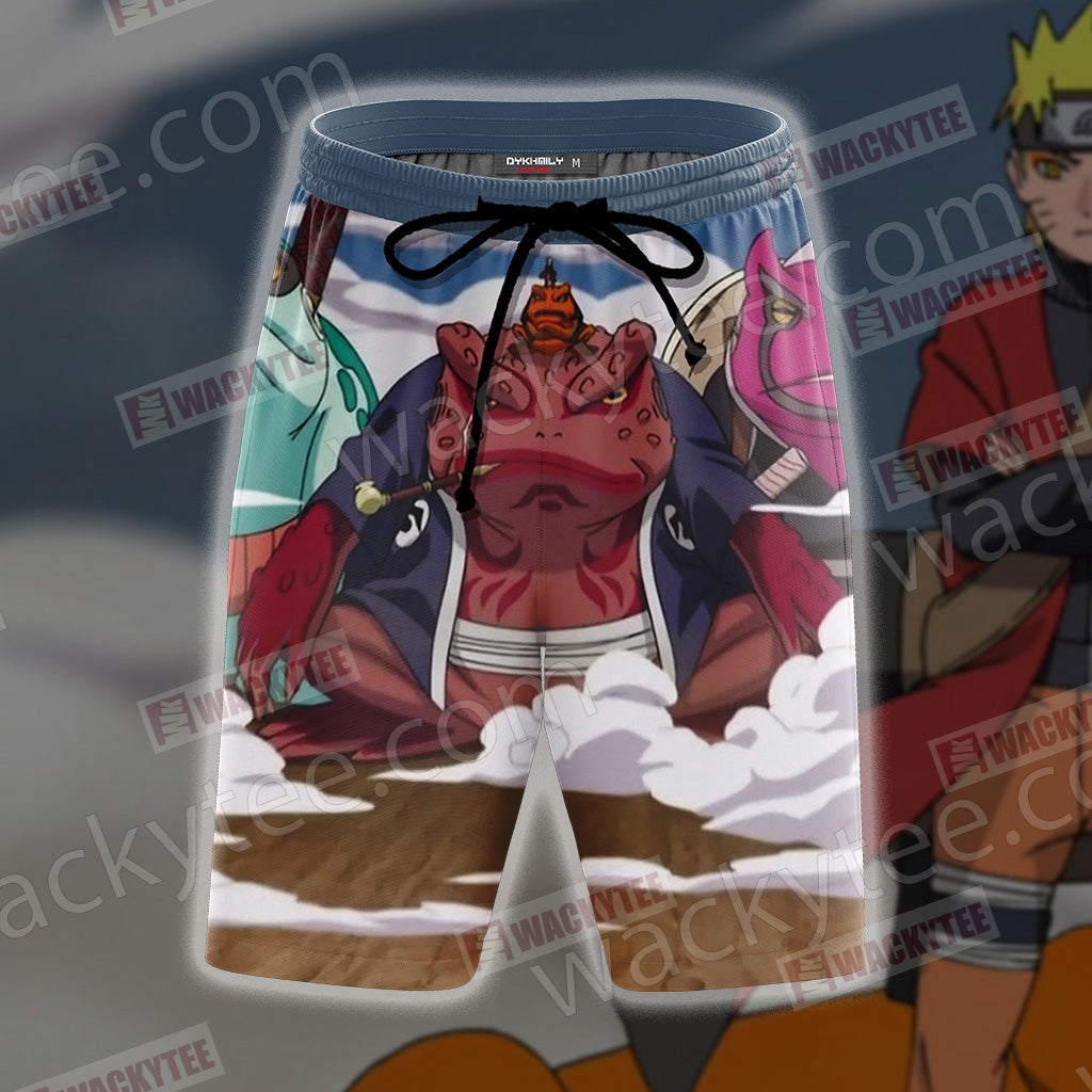 Naruto Naruto And Gamabunta 3D Beach Shorts