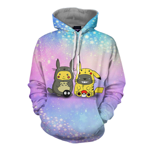 Pikachu Cosplay Totoro & Totoro Cosplay Pikachu 3D Hoodie