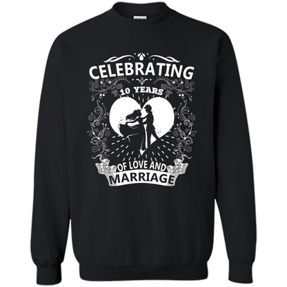 Celebrating 10 Years Wedding Anniversary Tshirt Black