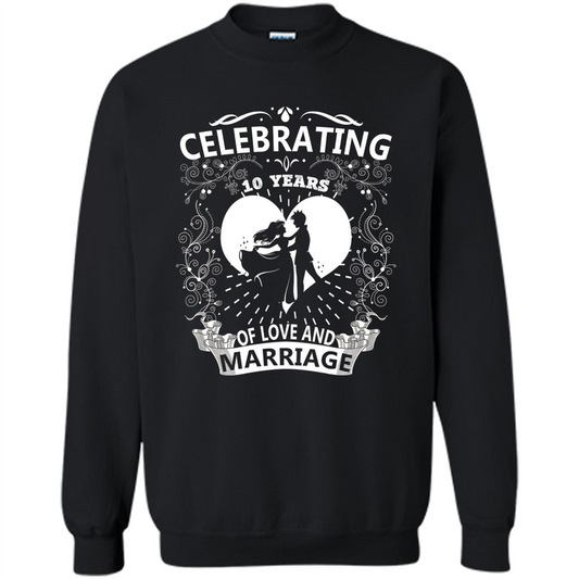 Celebrating 10 Years Wedding Anniversary Tshirt Black