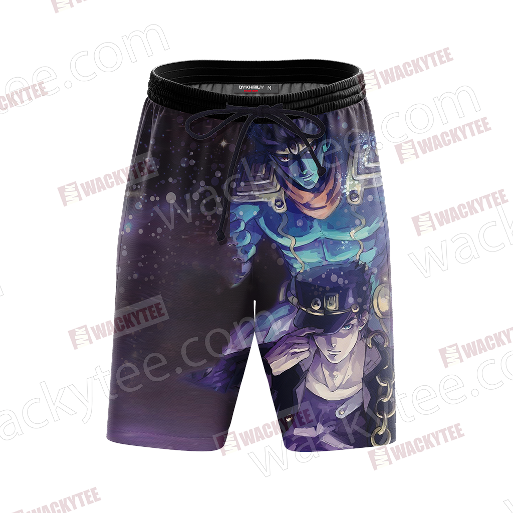 Jojo’s Bizarre Adventure Jotaro Kujo And Star Platinum 3D Beach Shorts