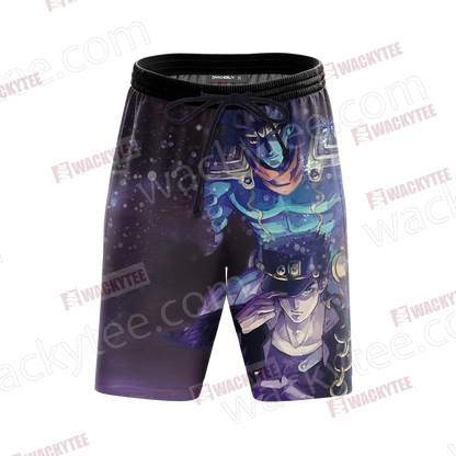 Jojo’s Bizarre Adventure Jotaro Kujo And Star Platinum 3D Beach Shorts