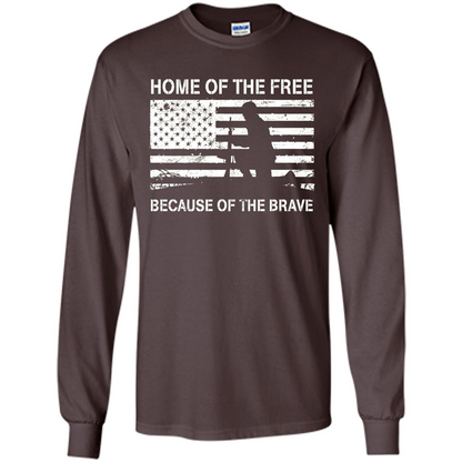 Military T-shirt Home Of The Free Because Of The Brave Dark Chocolate