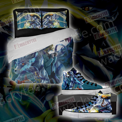 Digimon Garurumon And Yamato 3D Bed Set