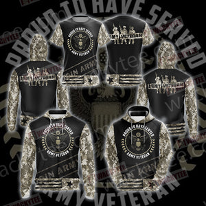 Proud To Have Served Army Veteran Unisex Zip Up Hoodie Jacket