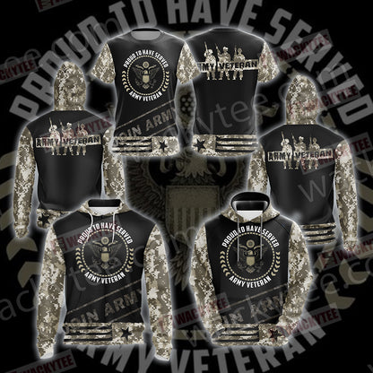 Proud To Have Served Army Veteran Unisex 3D T-shirt
