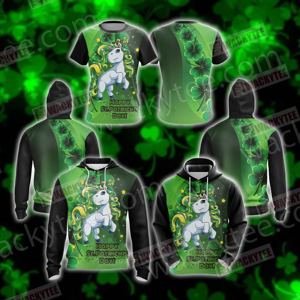 Unicorn Happy Saint Patrick's Day 3D Hoodie