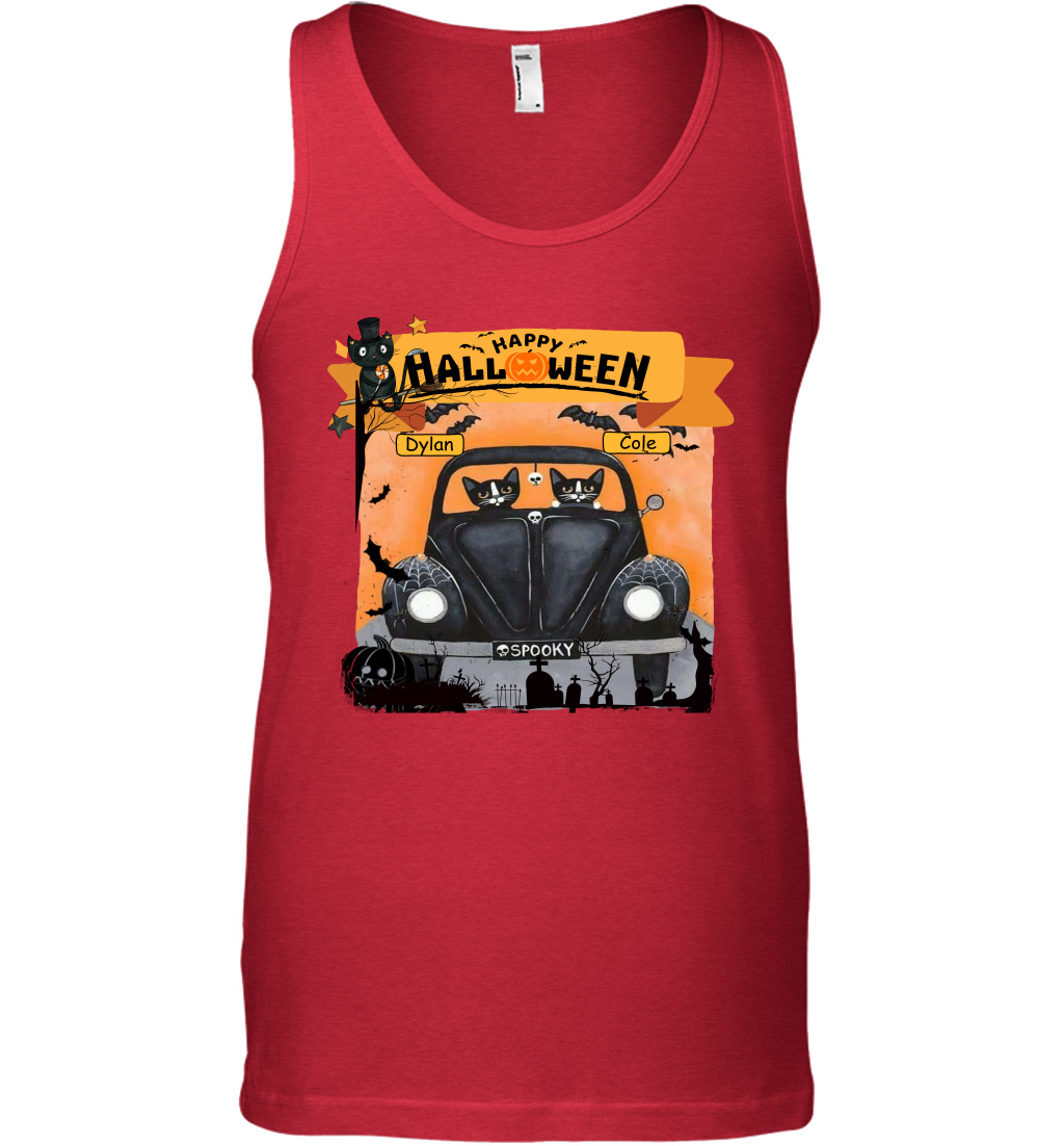 Happy Halloween Couple Cats Friends ( Customized Name ) Tank Top Tank Top Red