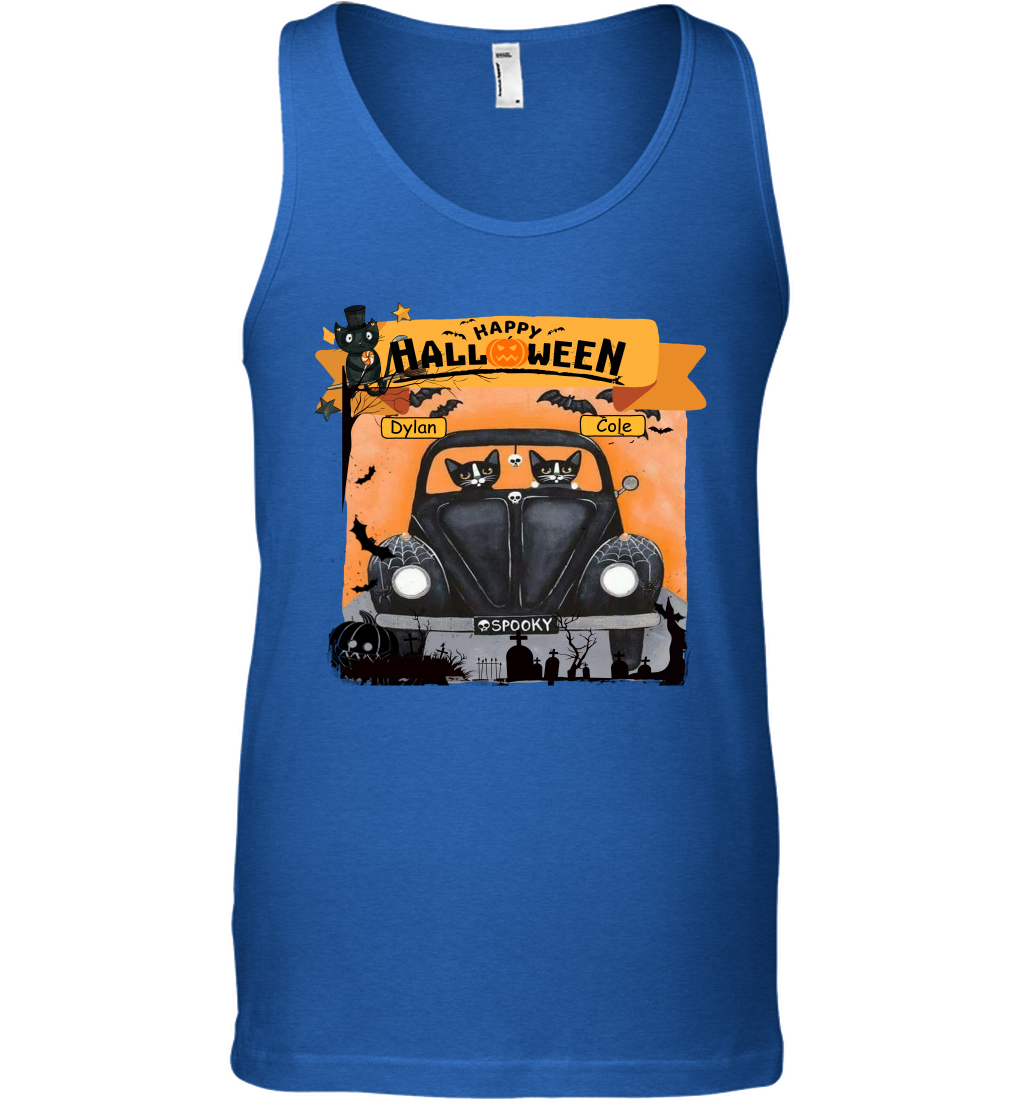 Happy Halloween Couple Cats Friends ( Customized Name ) Tank Top Tank Top Royal