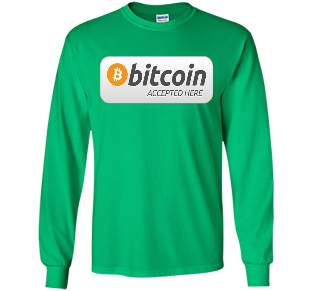 Bitcoin Accepted Here BTC Cryptocurrency T-shirt Irish Green