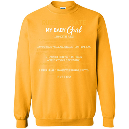 Fathers Day T-shirt Rules To Date My Baby Girl Gold