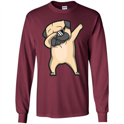 Dabbing Pug Shirt - Cute Funny Dog Dab T-shirt Maroon