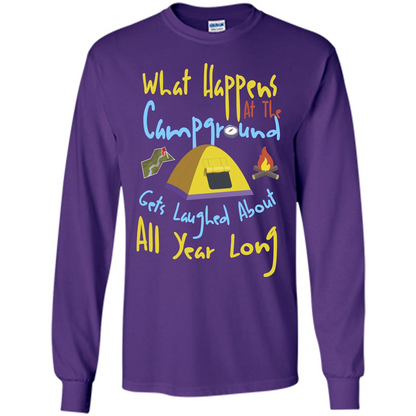 Camping T-shirtWhat Happens At The Campground T-shirt Purple