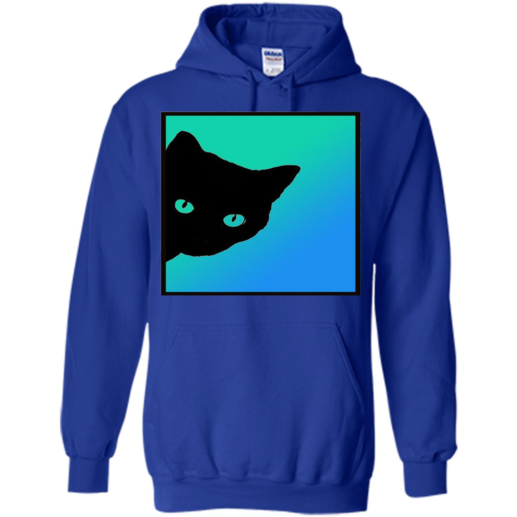 Cat Lover T-shirt Black Cat Blue Green T-shirt Royal