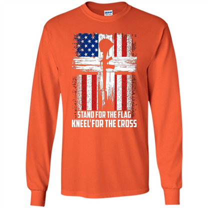 Military T-shirt Stand For The Flag Kneel For The Cross T-Shirt Orange