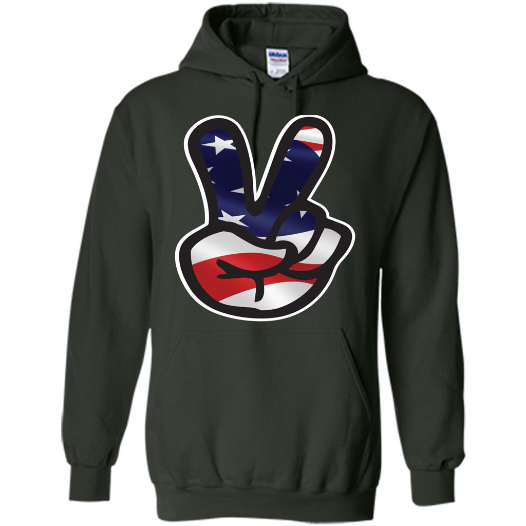 Amreican Flag Peace Guy T-shirt Forest Green