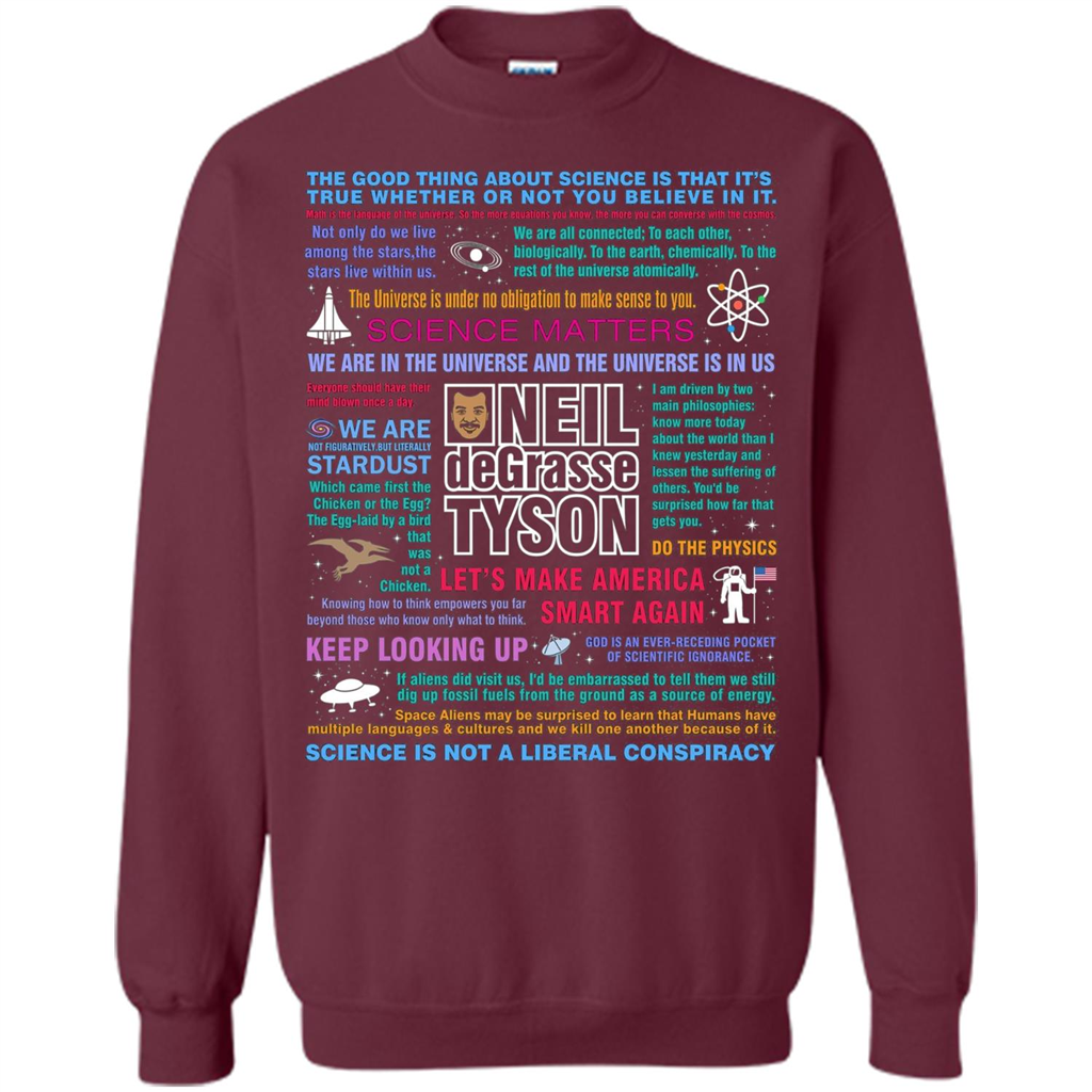 Neil deGrasse Tyson NDT Quotes T-Shirt Let's Make America Smart Again T-shirt Maroon