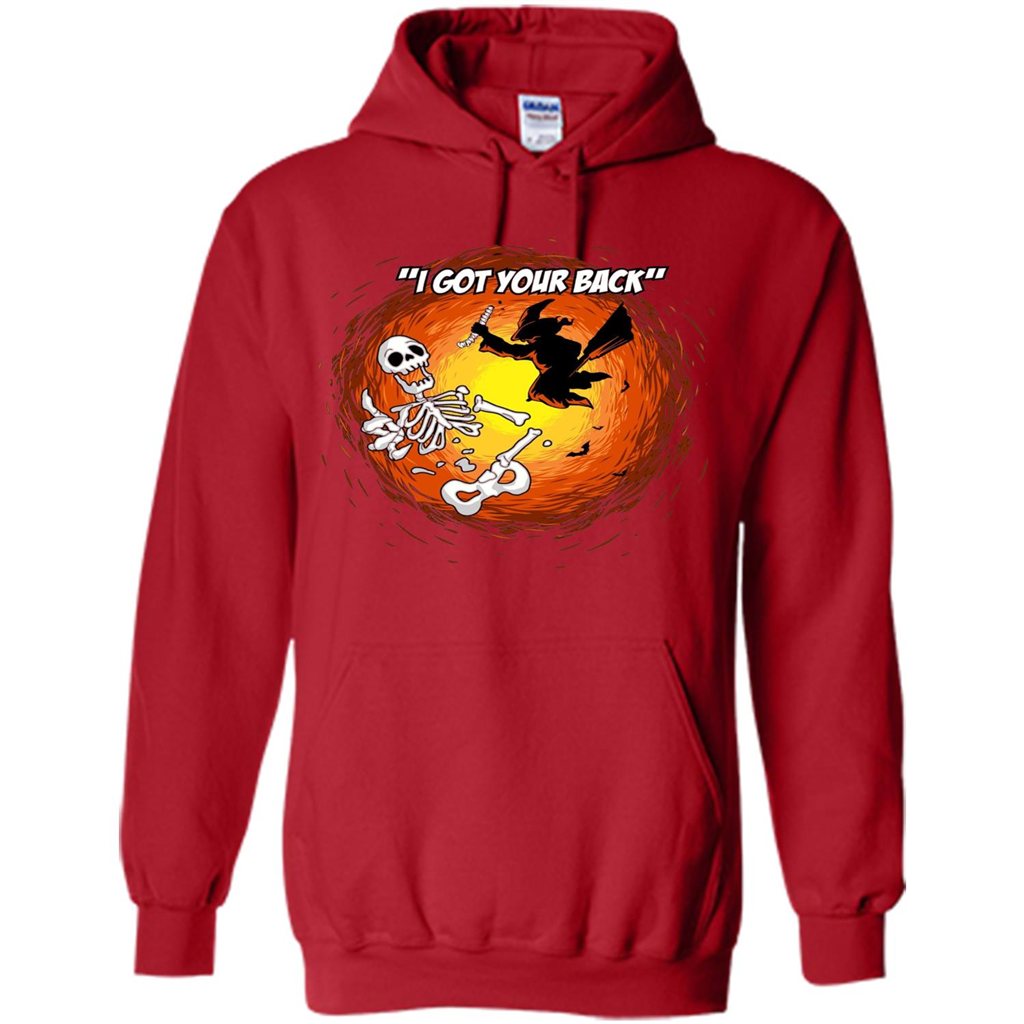 Funny Witch Skeleton Halloween 2017 I Got Your Back T-shirt Red
