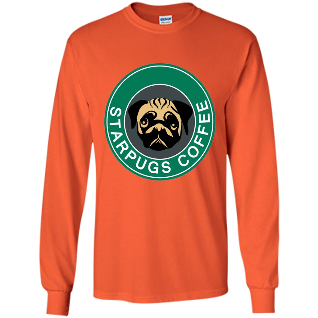Starpugs Coffee T-shirt Pug Dog Lover T-shirt Orange