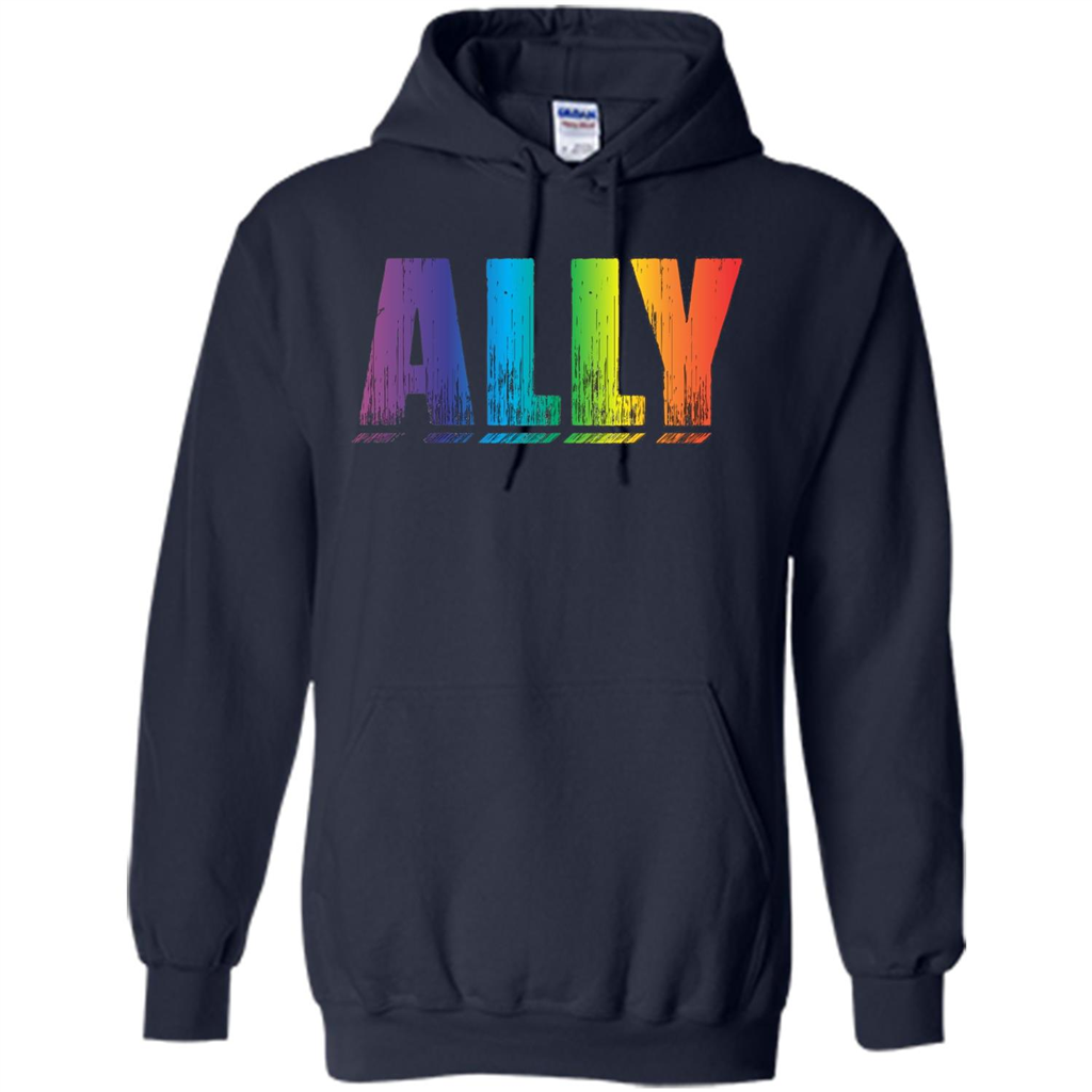 LGBTQ T-shirt Proud LGBT Ally Rainbow Gay Pride Support Navy