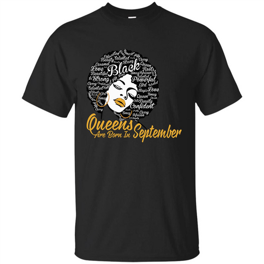 Queen Are Born In September T-shirt Black