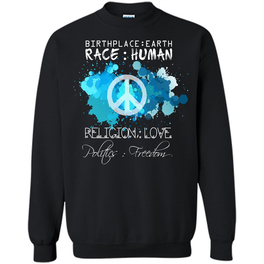 Birthplace Earth Race Human Religion Love T-shirt Black