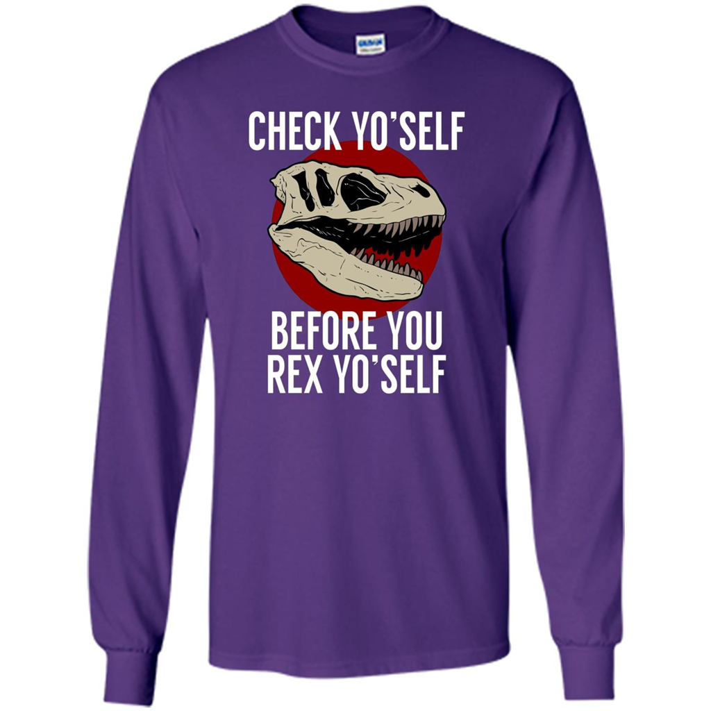 Dinosaur T-shirt Check Yo'Self Before You Rex Yo'Self T-shirt Purple