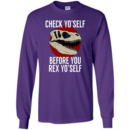 Dinosaur T-shirt Check Yo'Self Before You Rex Yo'Self T-shirt Purple