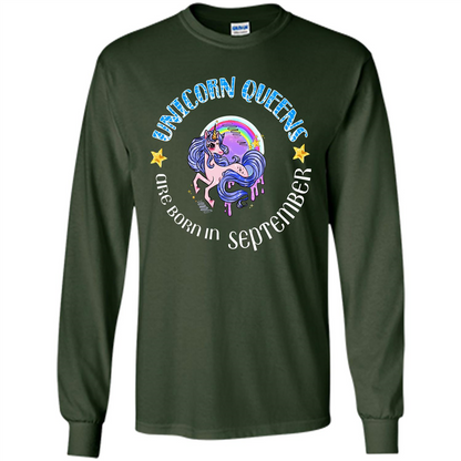 September Unicorn T-shirt Unicorn Queens Are Born September Forest Green