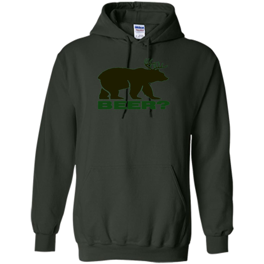 Bear Deer Bear Beer Funny T-shirt Forest Green