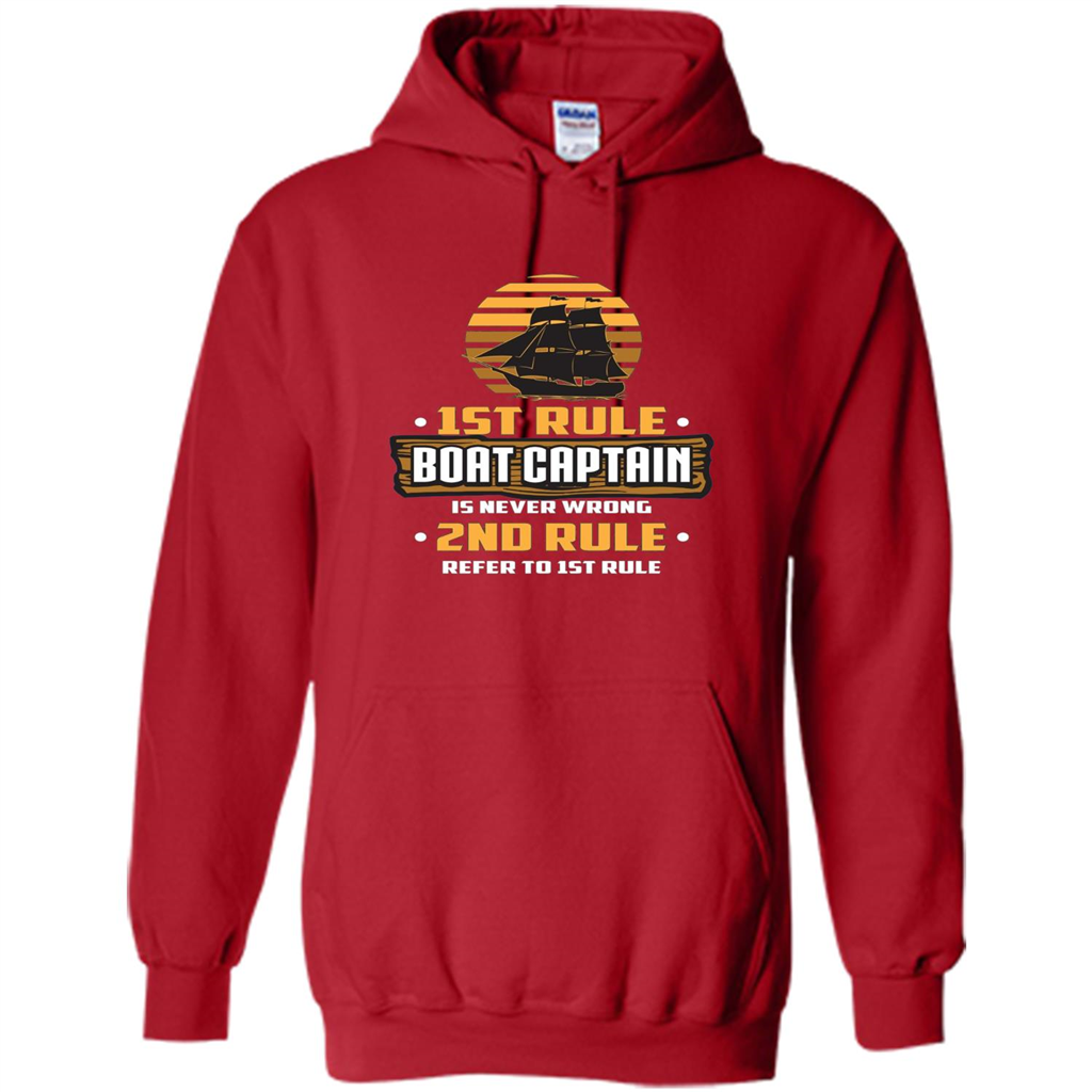 Funny Boat Captain Rules T-shirt Boat Captain Is Never Wrong Red