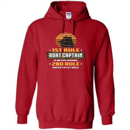 Funny Boat Captain Rules T-shirt Boat Captain Is Never Wrong Red